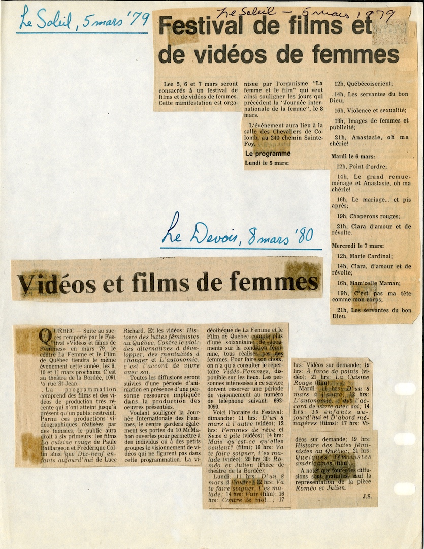 In the beginning, there were the three of us girls . . . (1973-1980): Part  One - La Cinémathèque québécoise